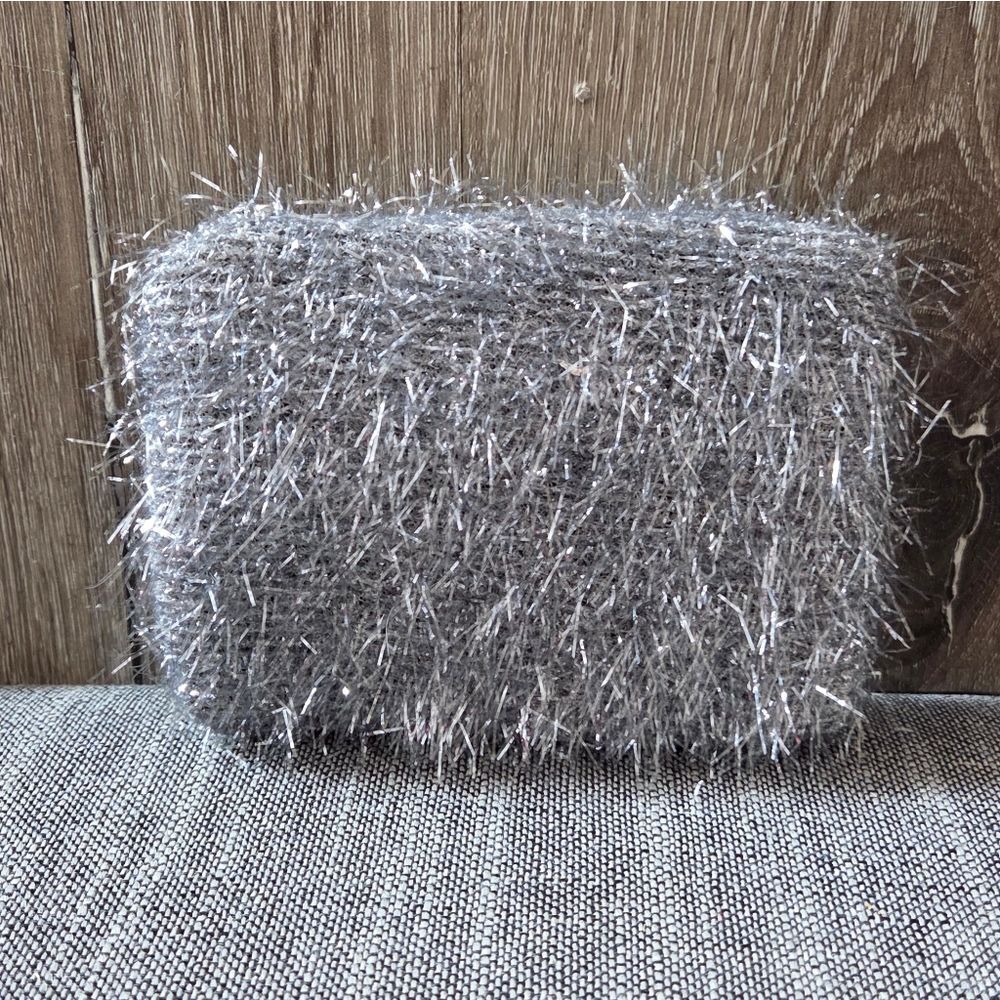 MAC Holiday Small Makeup Cosmetics Bag Silver Tinsel Sparkly - Picture 2 of 4